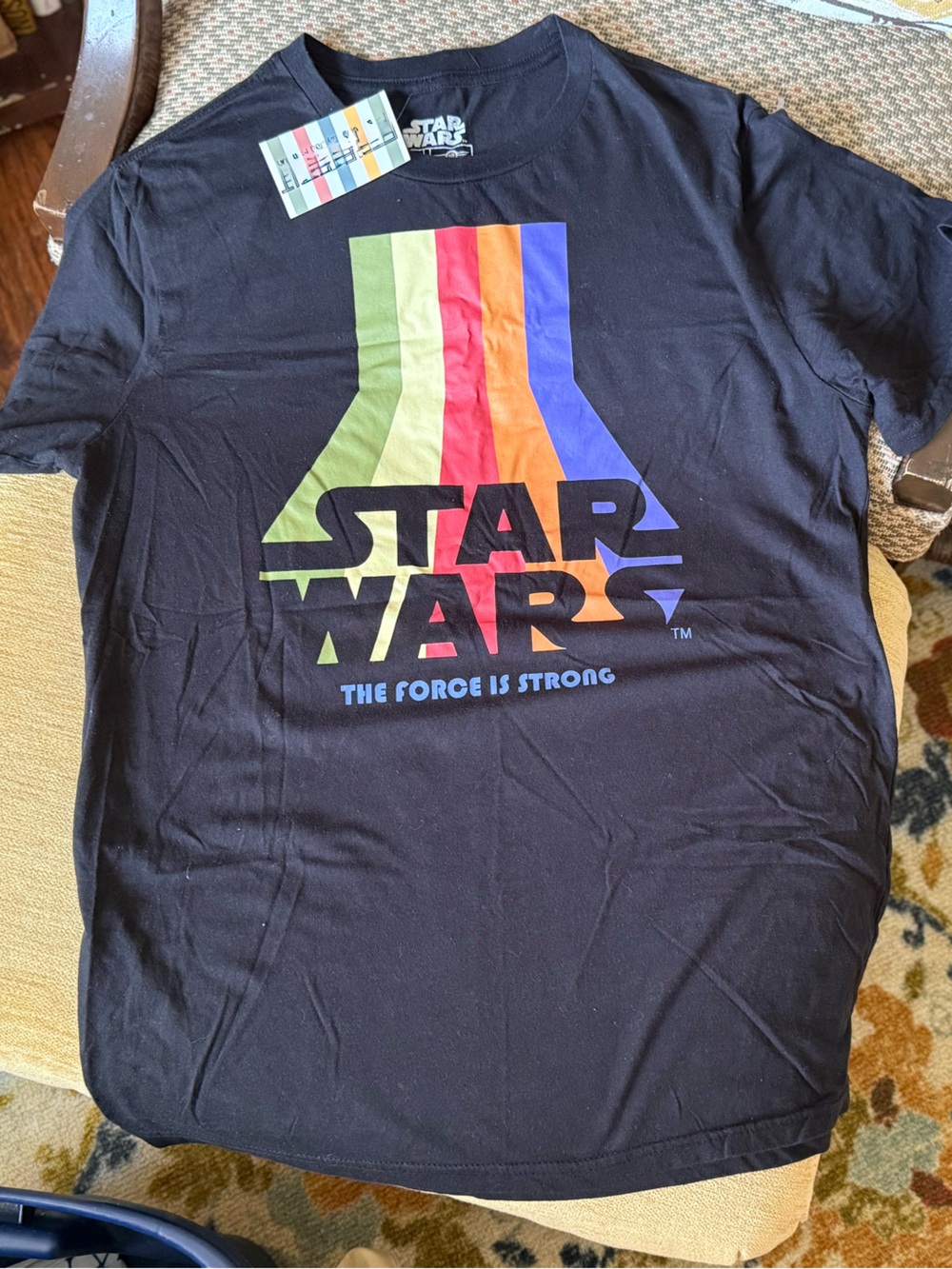 Star Wars Black Tee with Rainbow Retro Logo